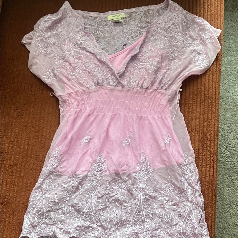 Vertigo Paris Light Pink Lace Blouse